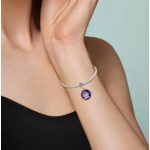 Jóga és csakra 925 sterling ezüst függő charm lila díszítéssel