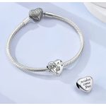 Pitypang szív ezüst charm – „Wishes Come True” kívánság felirattal