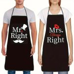 Páros kötény szett – „Mr. Right” és „Mrs. Always Right” felirattal, vicces ajándék pároknak