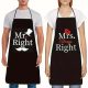 Páros kötény szett – „Mr. Right” és „Mrs. Always Right” felirattal, vicces ajándék pároknak