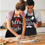 Páros kötény szett – „Mr. Right” és „Mrs. Always Right” felirattal, vicces ajándék pároknak