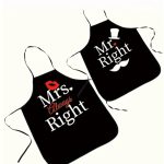 Páros kötény szett – „Mr. Right” és „Mrs. Always Right” felirattal, vicces ajándék pároknak