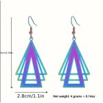 Szivárványszínű geometrikus fülbevaló – háromszög design