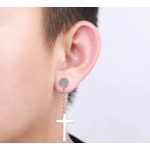 Láncos kereszt fülbevaló - Fekete és ezüst színben