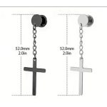 Láncos kereszt fülbevaló - Fekete és ezüst színben