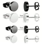 Álfültágító, bedugós fülbevaló, 6 mm - Fekete és ezüst színben