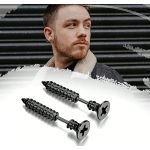 Csavarmenetes fülbevaló - Fekete és ezüst színben