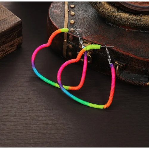 Rainbow Love szivárványos szív alakú fülbevaló