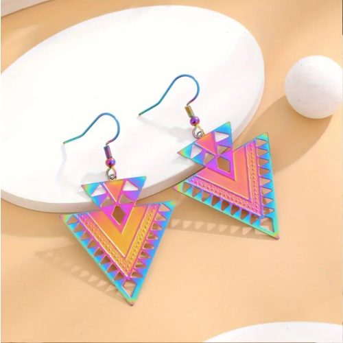 Neon Tribal háromszög acél fülbevaló