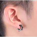 Fekete nemesacél karika fülbevaló tüskékkel – uniszex punk stílus