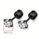 Fekete nemesacél fülbevaló cirkónia kővel – 4 mm, uniszex