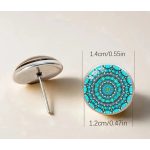 Mandala mintás kék fülbevaló – bedugós, üveglencsés