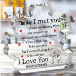 Puzzle alakú akril dísz – „The Day I Met You” szerelmi üzenettel
