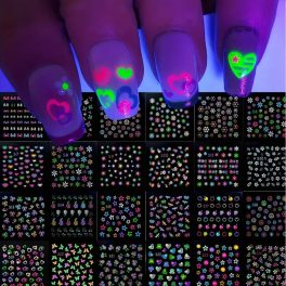   UV-fényre világító neon körömmatrica szett – 24 lapos