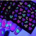 UV-fényre világító neon körömmatrica szett – 24 lapos