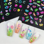 UV-fényre világító neon körömmatrica szett – 24 lapos