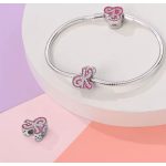 Ezüst betű charm és medál rózsaszín cirkóniákkal – Monogram kollekció