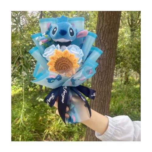 Stitch ballagási plüss csokor ovisoknak - kék ajándékcsokor 
