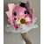 Stitch Angel ballagási plüss csokor – pasztell rózsaszín, napraforgóval és fehér rózsákkal