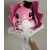 Stitch Angel ballagási plüss csokor – pink, fehér rózsákkal