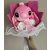Stitch Angel ballagási plüss csokor – pink, rózsaszín-fehér rózsákkal