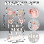 „The Best Mom in the World” – Virágos akril dísz anya és gyermek sziluettel