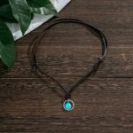 Ocean Stone – bőr nyaklánc türkiz medállal
