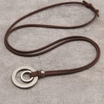 Rustic Ring – barna bőr nyaklánc fém karikákkal