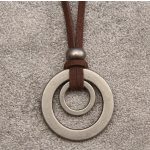 Rustic Ring – barna bőr nyaklánc fém karikákkal