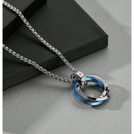  Infinity Steel – Férfi nyaklánc kék-acél színű végtelen gyűrű medállal