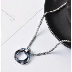 Infinity Steel – Férfi nyaklánc kék-acél színű végtelen gyűrű medállal