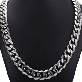   Férfi nemesacél kubai láncszem nyaklánc – 10 mm széles, 50,8 cm hosszú