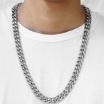 Férfi nemesacél kubai láncszem nyaklánc – 10 mm széles, 50,8 cm hosszú