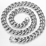 Férfi nemesacél kubai láncszem nyaklánc – 10 mm széles, 50,8 cm hosszú