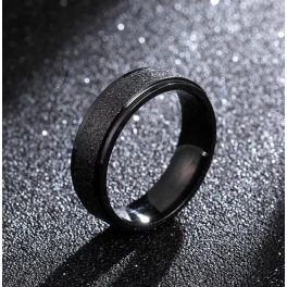 FROSTED BLACK - Fekete nemesacél gyűrű 