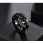 Fekete láncmintás stresszoldó "fidget" nemesacél gyűrű 