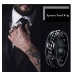 Fekete láncmintás stresszoldó "fidget" nemesacél gyűrű 