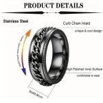 Fekete láncmintás stresszoldó "fidget" nemesacél gyűrű 