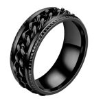 Fekete láncmintás stresszoldó "fidget" nemesacél gyűrű 