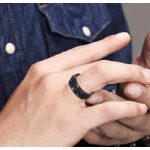 Fekete láncmintás stresszoldó "fidget" nemesacél gyűrű 