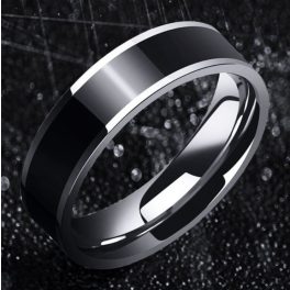 Fekete Tükörfényű Nemesacél Férfi Gyűrű