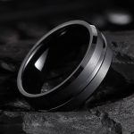 Fekete Kettős Hornyolt Nemesacél Férfi Gyűrű