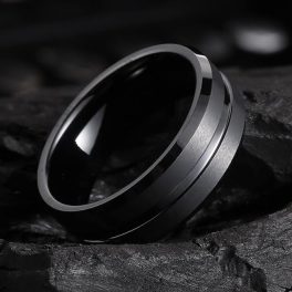 Fekete Kettős Hornyolt Nemesacél Férfi Gyűrű