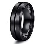 Fekete Kettős Hornyolt Nemesacél Férfi Gyűrű