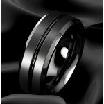 Fekete Kettős Hornyolt Nemesacél Férfi Gyűrű