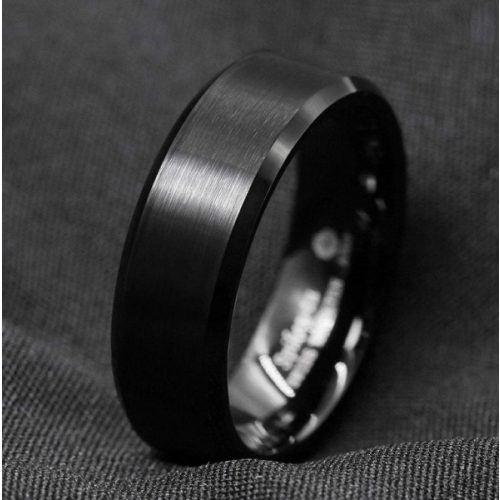Matt Fekete Minimalista Nemesacél Férfi Gyűrű