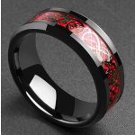 Dragon design - fekete-vörös kelta mintás nemesacél gyűrű