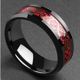   Dragon design - fekete-vörös kelta mintás nemesacél gyűrű