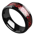 Dragon design - fekete-vörös kelta mintás nemesacél gyűrű