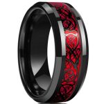 Dragon design - fekete-vörös kelta mintás nemesacél gyűrű